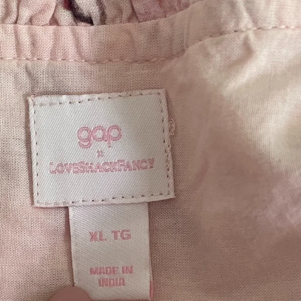 Gap x LoveShackFancy Pink Floral Eyelet Flutter Sleeve Crop Top Girls XL